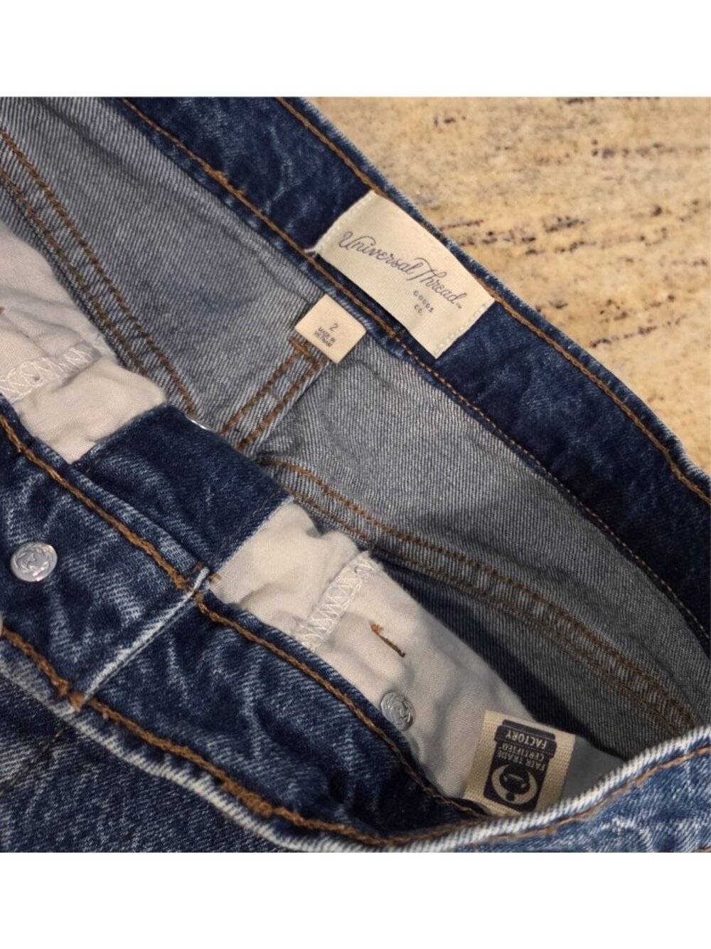 Women's Midi Blue Denim Skirt Size 2 Universal Threads Metal Button Front Slit - Picture 8 of 15
